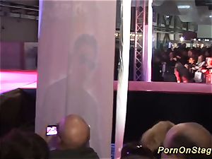 crazy girly-girl hook-up show on public stage